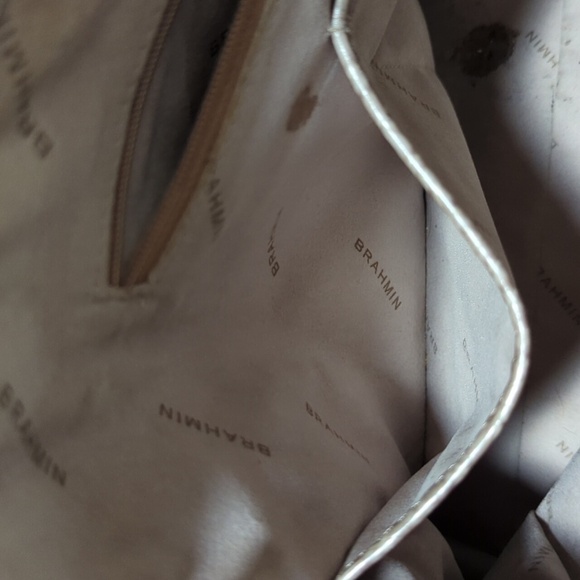 Brahmin Pyrite Silver Champagne Gold Croc Embossed Genuine Leather Shoulder Bag - Picture 12 of 14